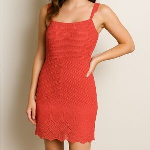 LUSH NWT Social Grace Lace Dress Women's Size Small Coral Sleeveless Back Cutout